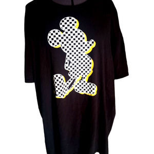 Disney black, short sleeve, checkerboard Mickey Mouse tee shirt, XXL